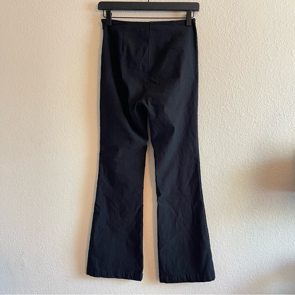 Urban Outfitters Black Flare Stretch Pants Partial Belt High Rise Womens Size 0 - Picture 2 of 10